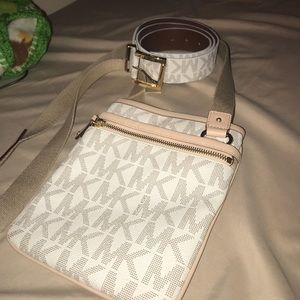 Matching Michael Kors belt (L) and cross body bag